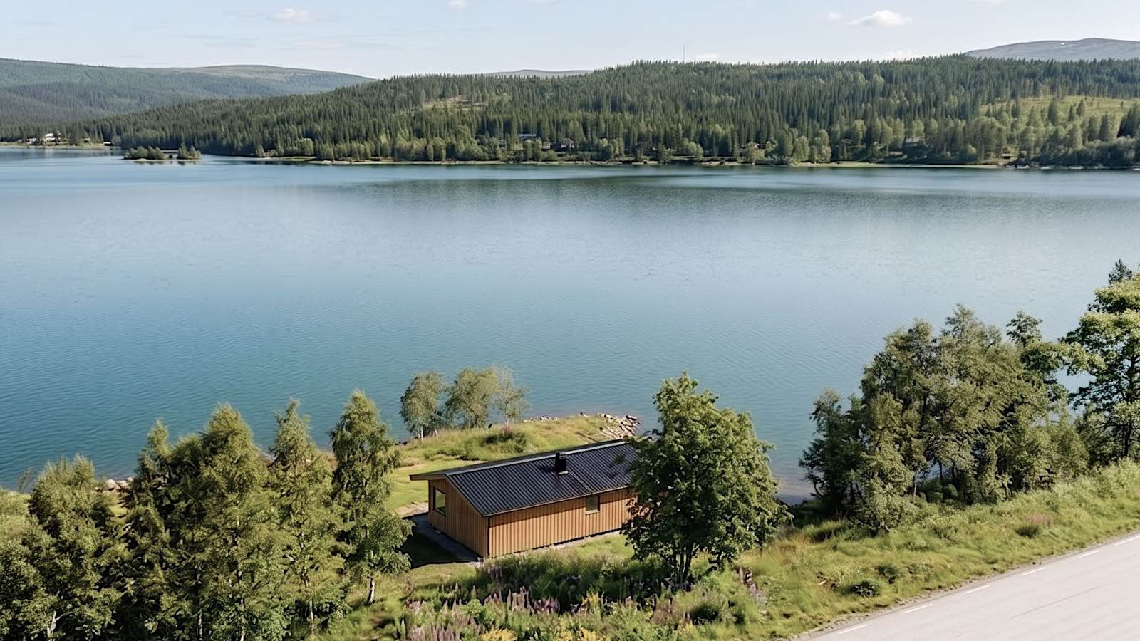 Udden och stugan från luften